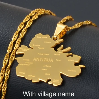 

Anniyo Antigua Necklaces for Women Girls Gold Color Antigua Map Pendant Jewelry Waladli/Wadadli #135521