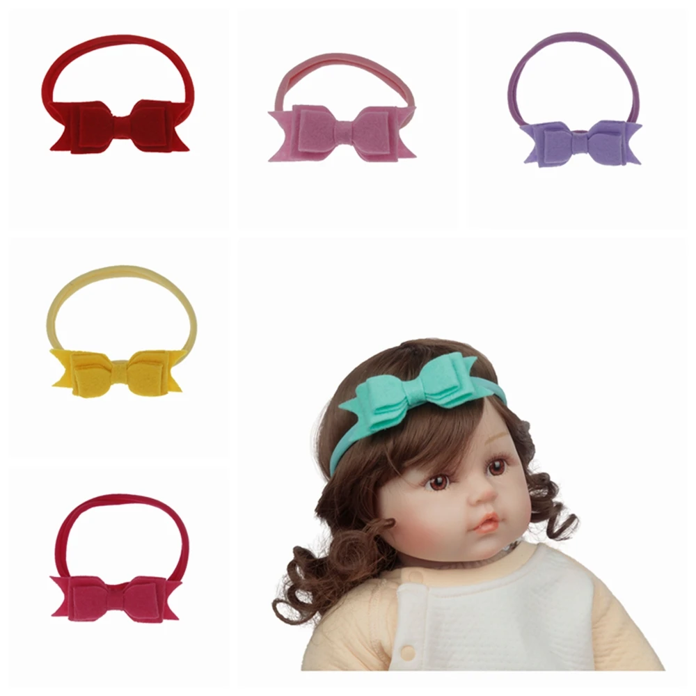 

2019 baby Colorful Nylon Headband with Felt Bow Flower Girl Head band Handmade for Photography hair accessories