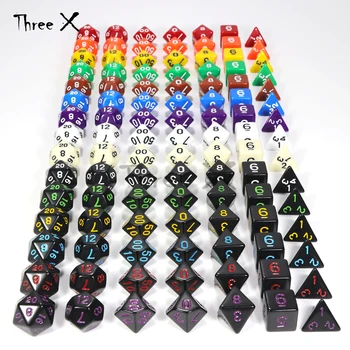 

15 Colors 7Pcs/Set Acrylic Opaque Portable Dice Games Dungeons Dragons Opaque D4-D20 Multi Sides Dice Boardgame Christmas Gift
