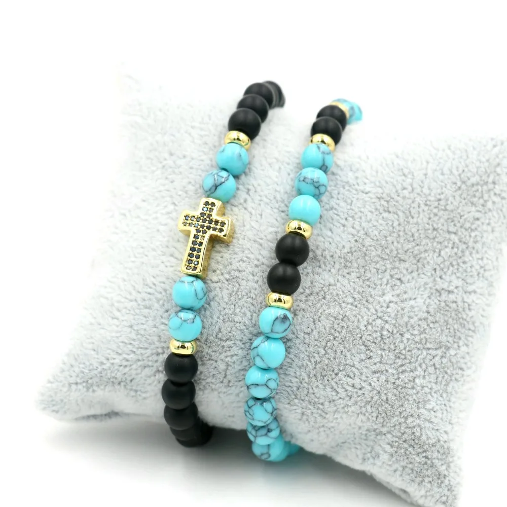 2 шт./компл. натуральный зеленый сосны нить с каменными бусинами браслеты для