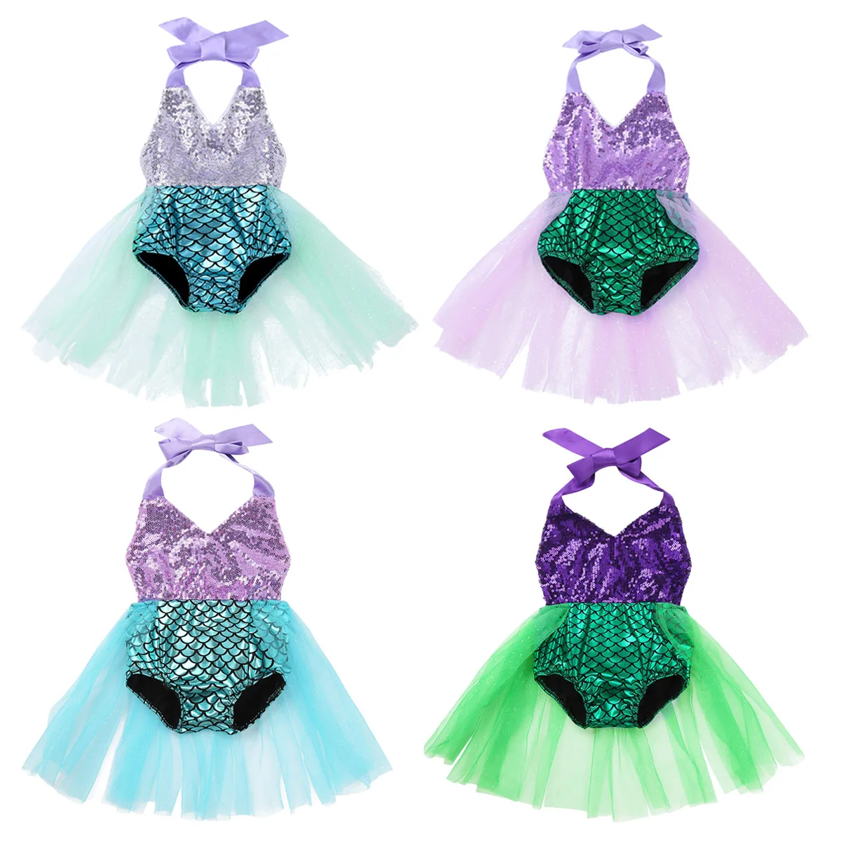 Infant Baby Girls Toddler Summer Beach Bodysuit Mermaid One piece