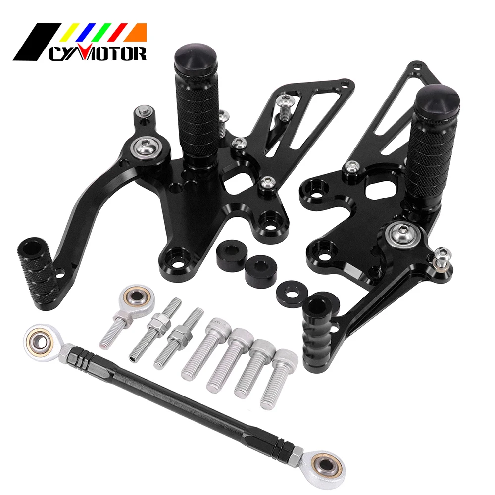 Мотоцикл с ЧПУ Регулируемые подножки для KAWASAKI NINJA250R ниндзя 250R 2008 2009 2010 2011 2012 09 09, 10, 11, 12 лет - Цвет: Черный