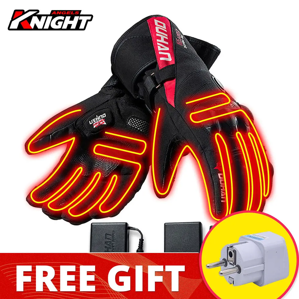 Photo Product DUHAN Heated Gloves Battery Powered Winter Thermal Motorcycle Heating Gloves Riding Waterproof Guantes Para Moto Touch Screen