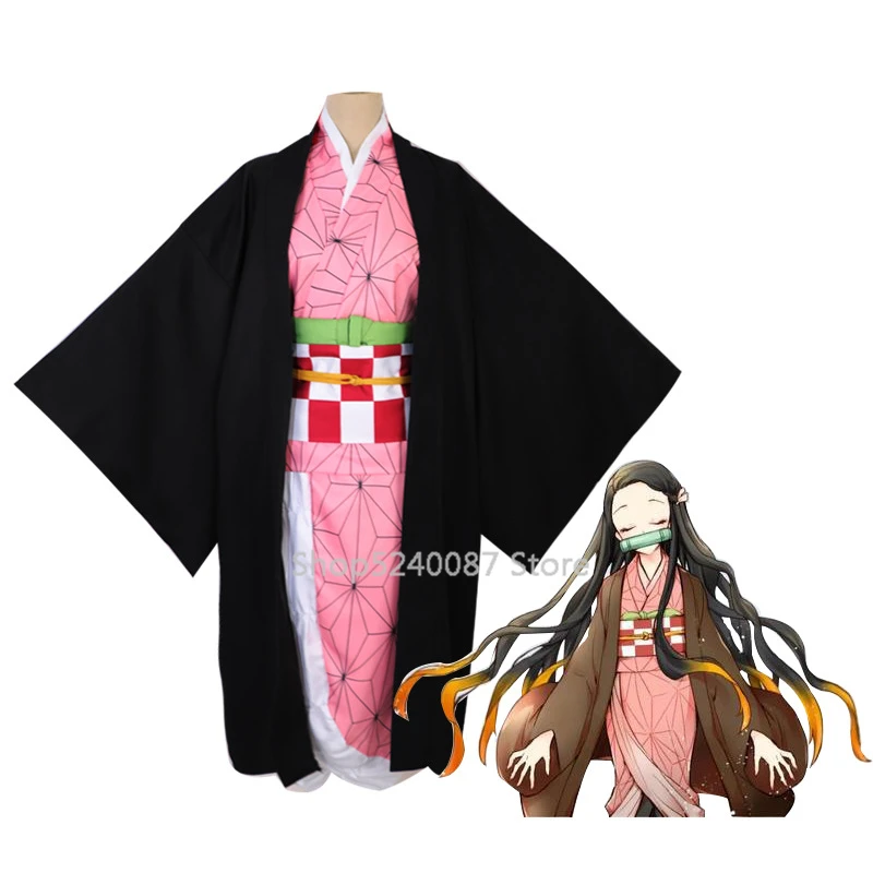 Cosroad Nezuko Tanjirou Kamado парики Demon Slayer Kimetsu No Yaiba Zenitsu Agatsuma кимоно юката для волос Аниме Косплей Костюм
