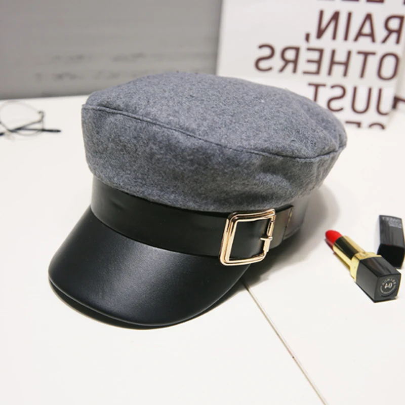 Новая военная шапка женская зимняя головные уборы для мужчин и женщин Дамская армейская Кепка Козырек Черная кепка Матросская шляпа для девочек уличные дорожные модные шапки