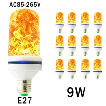

2 Modes Flickering Flame Lamp E27 LED Flame Effect Fire Light Bulb 9W AC85V-265V Fire Bulb Lamp Home Decoration Night Light 2835