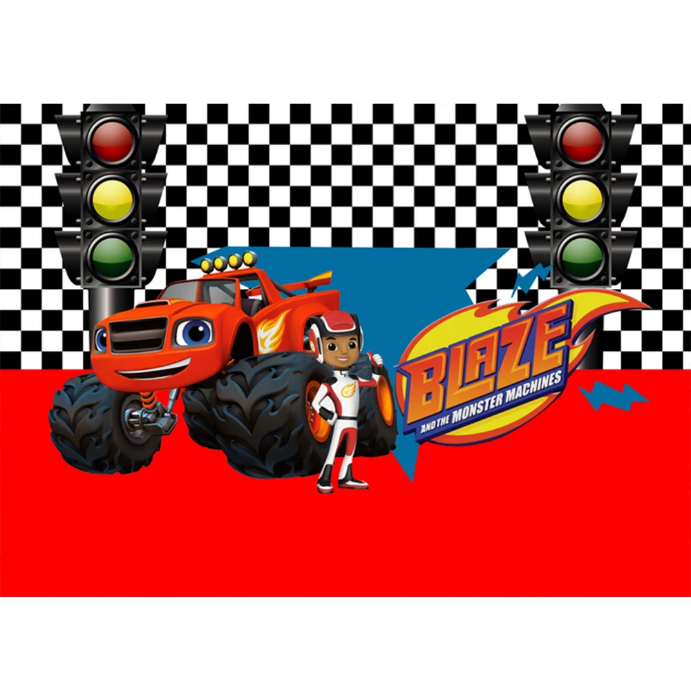 Виниловый фон для фотосъемки Blaze Monsters Machine Truck Car Racing Traffic светильник на заказ