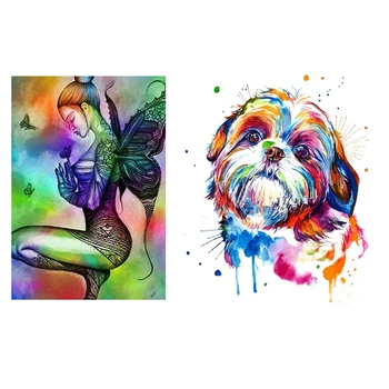 

Butterfly Fairy, Art Craft Cross Stitch (Without Picture Frame, Full Drill and Drill) & "Shih Tzu Dog"Watercolor Diy
