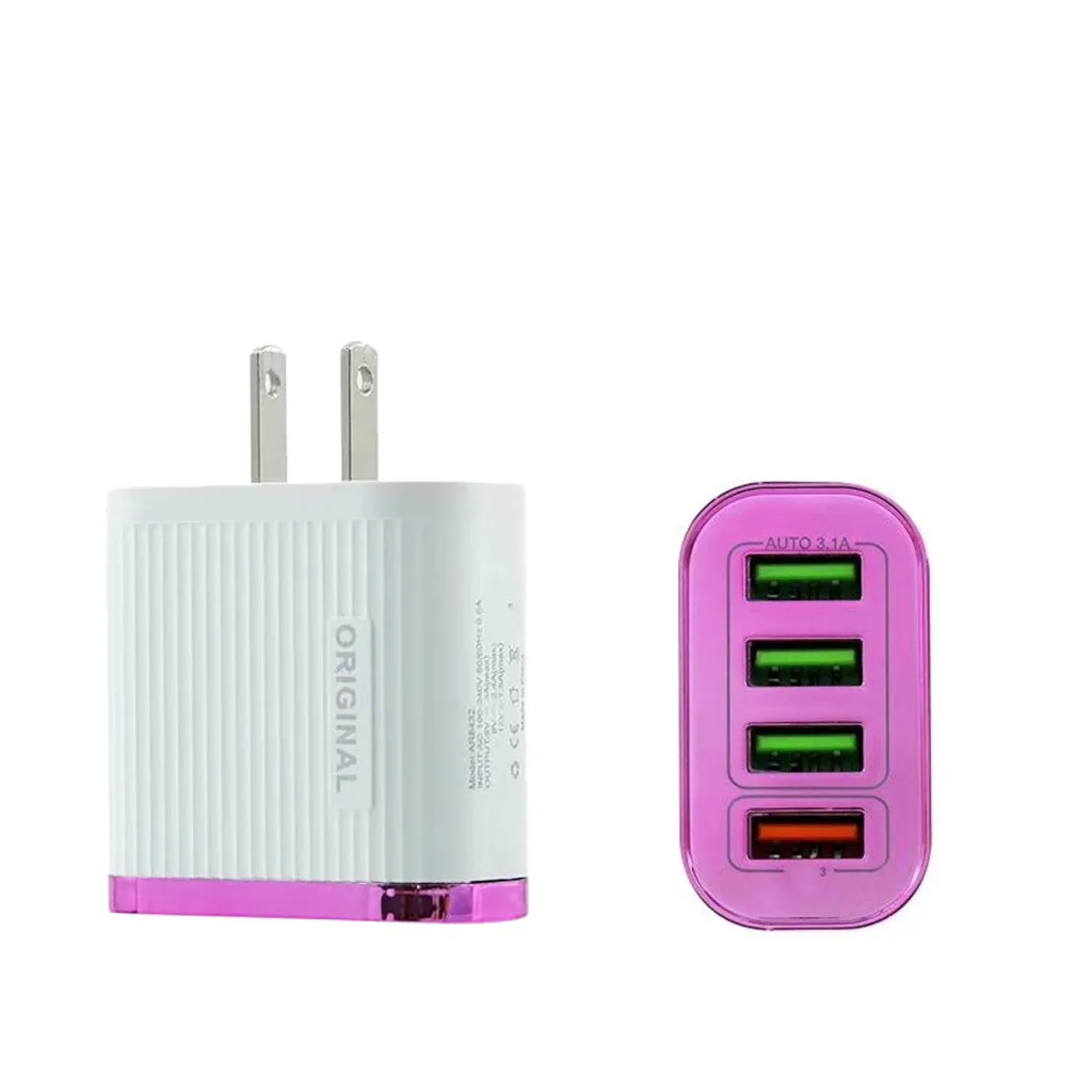 Ouhaobin 4 порта usb-хаб QC3.0 Быстрая зарядка настенное зарядное устройство адаптер питания США штекер для смартфона - Цвет: PK