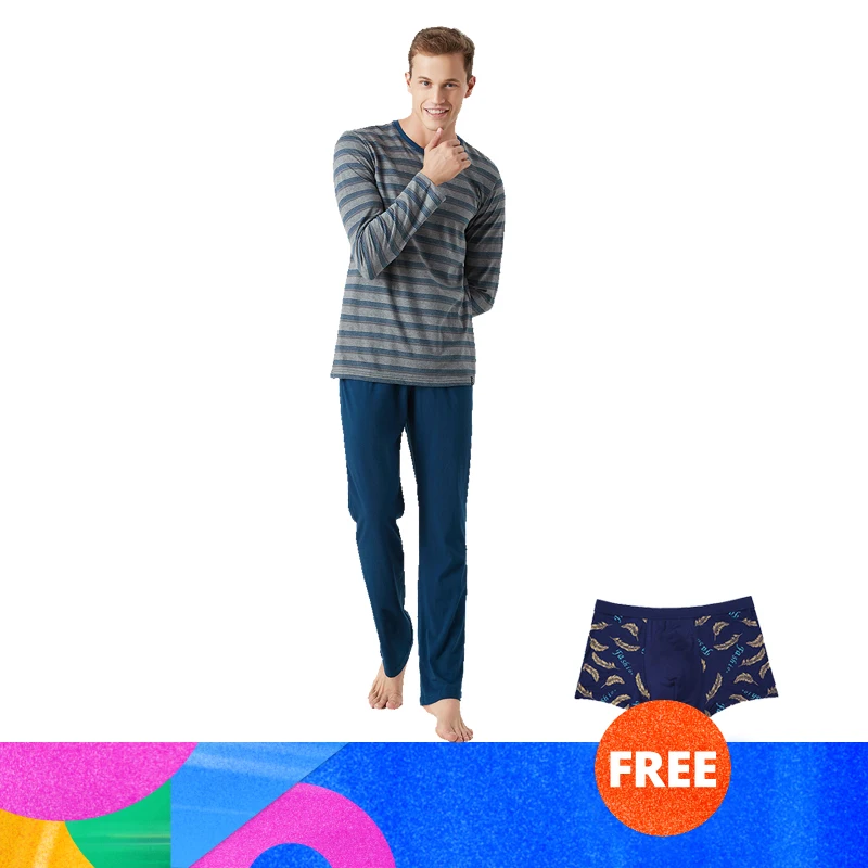 Men's Cotton Pajamas Set long sleeve Sleepwear Striped Casual Home clothing Autumn Winter Pajamas Pajama Sets Pyjamas Pijama Men's Cotton Pajamas Set long sleeve Sleepwear Striped Casual Home clothing Autumn Winter Pajamas Pajama Sets Pyjamas Pijama