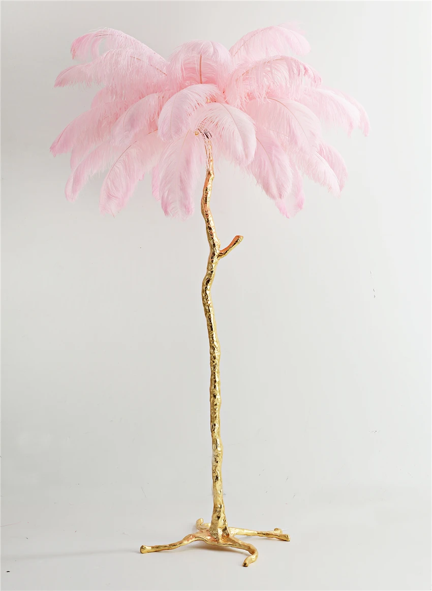 

Nordic Ostrich Feather Living Room Floor Lamp Stand Lamp Bedroom Modern Interior Lighting Decorative Floor Lights Standing Lamps