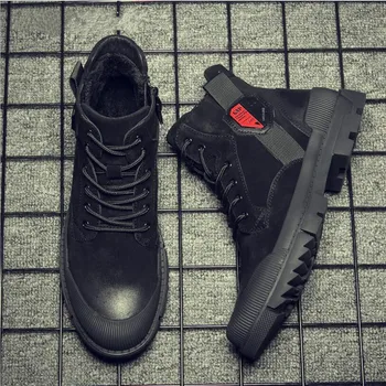 

man sneakers shoes Winter Genuine Leather lace-up round head black flat casual shoes men designer sneakers for men