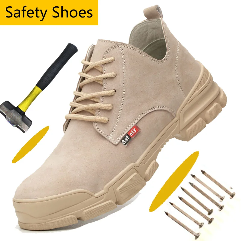 

Anti-Smashing Steel-Toe Retro Men Safety Work Boots Comfortable Anti-Puncture Work Shoes for Men Antistatic Indestructible Shoes