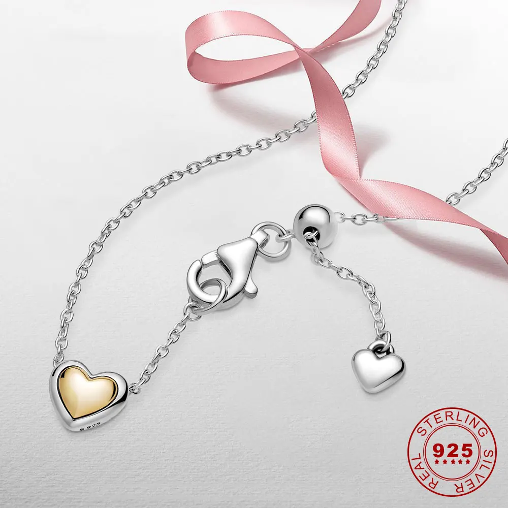 PROD 1005002767622459 Sterling Silver 925 Slide Necklace Domed Golden
Heart Collier Necklaces for Women Tiny Delicate Metal Choker Summer
Jewelry