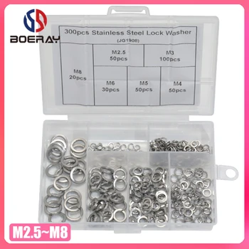 

300pcs Stainless Steel Lock Washer Spring Split Washer Assortment Kits
