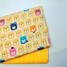 Ткань для пэчворка хлопковая одежда с принтом медведя твиловая, хлопковая ткань для DIY лоскутного шитья для детей и детская одежда ткань метрами