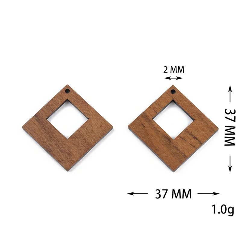 50PCS 귀걸이 팔찌 커넥터에 대 한 혼합 천연 나무 기하학적 매력 결과 DIY 펜 던 트 플랫 백 빈티지 보석 만들기