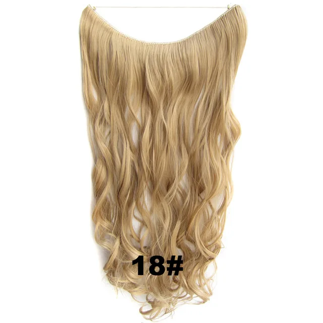 24inch 50grams 100grams Synthetic Hair Extension Gradual Color Brown Gray Blonde String Halo Hairpieces Extensions 100g-18-wavy