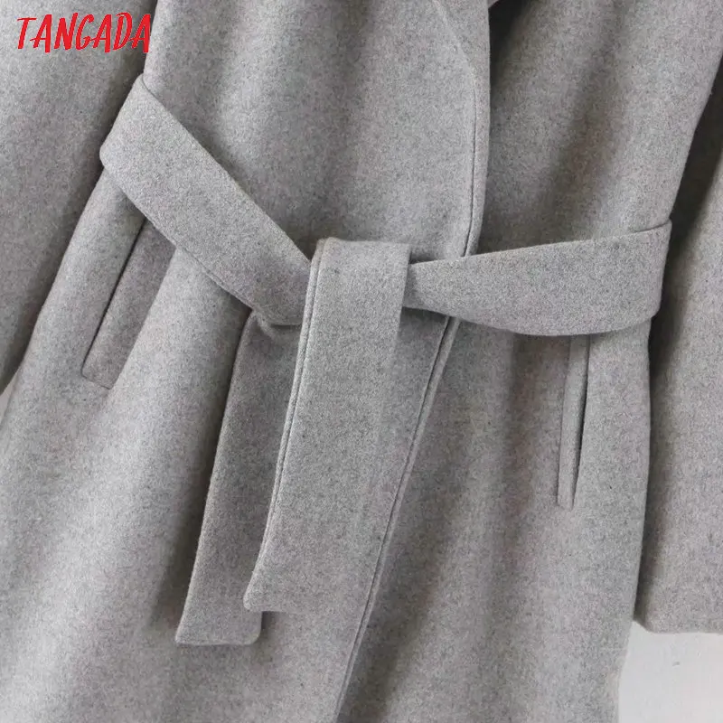 Tangada, женские плотные пальто, куртка с длинным рукавом, карман, для офиса, для девушек, элегантное, осень, зима, пальто 3Z78