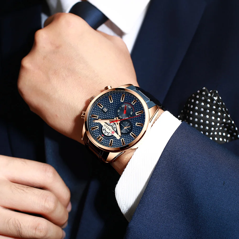 Curren для мужчин BusiniessWatch Изысканный Классический чехол из сплава браслет из нержавеющей стали наручные часы модные 3 АТМ водонепроницаемые кварцевые часы