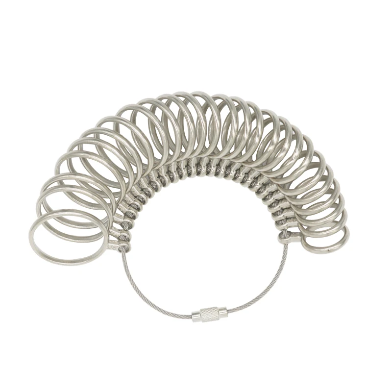 PHYHOO Russian Metal Ring Sizer Set Measuring Ring with Rings Mandrel Sizer Finger Sizing Measuring Stick Ring Jewelry Tools Set