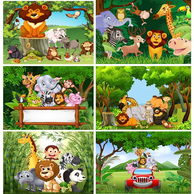 

SHENGYONGBAO Art Fabric Cusrtom Photography Backdrops Cartoon Animals Zoo Kids Baby Birthday Photo Studio Backgrounds YAXU-202