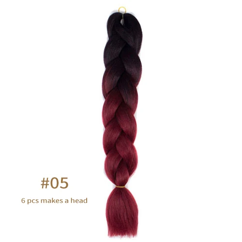 Synthetic jumb Braids Ombre Braiding Hair Extension Box Braid Hair Pink Purple Yellow Golden Colors hair 24inch kanekalons hair B5