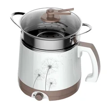 Домашняя электрическая сковорода мини-общежития Горячая кастрюля для приготовления пищи многофункциональная электрическая плита с пароваркой 1.8л глубина 9 см(штепсельная вилка США