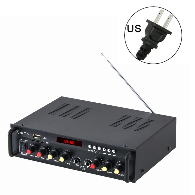 US Kinter 007 усилитель звука аудио для динамика 30 Вт* 2CH AC источник питания DC12V Поддержка bluetooth 4,2 USB TF вход FM металлический корпус - Цвет: US