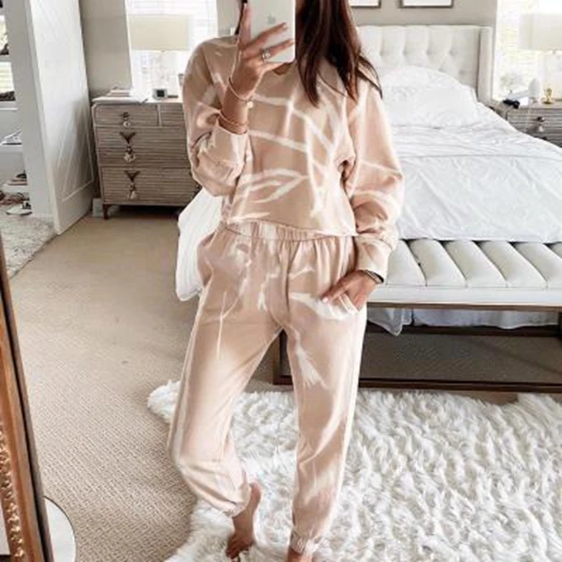 

Fashion Casual Home Suit Hoodies Tops and Pants Two Piece Set Spring Women Tracksuit Top Trousers Casual Sportswear Matching Set
