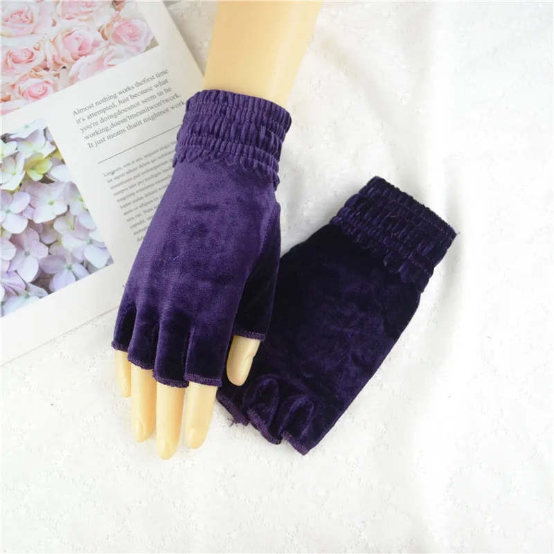 Purple Женские модные милые бархатные рукавицы с сенсорным экраном, зимние женские плюшевые ветрозащитные теплые велосипедные перчатки B79 - Цвет: Purple