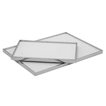 

2 Pcs Stainless Steel Jewelry Tray Display Jewelry Flannel Tray Silver Color Shiny Tray