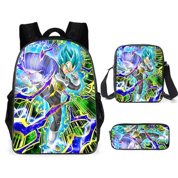 

3Pcs/Set Hot Sale 3D Printing Dragon Ball Super Children Shoulder Backpack Kids Baby School Bags Saiyan Bookbag Boys and Girls