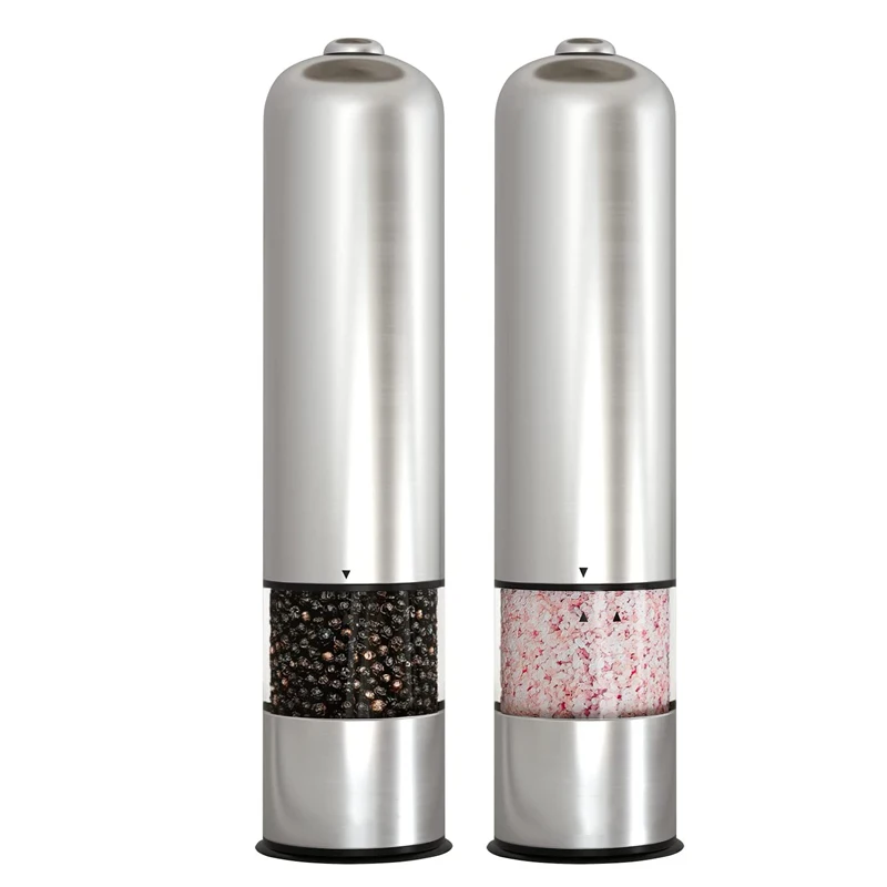 Electric Stainless Steel Salt and Pepper Grinder Set,Battery Power  Adjustable,Automatic Grinder with LED, Kitchen Grinding Tools - AliExpress