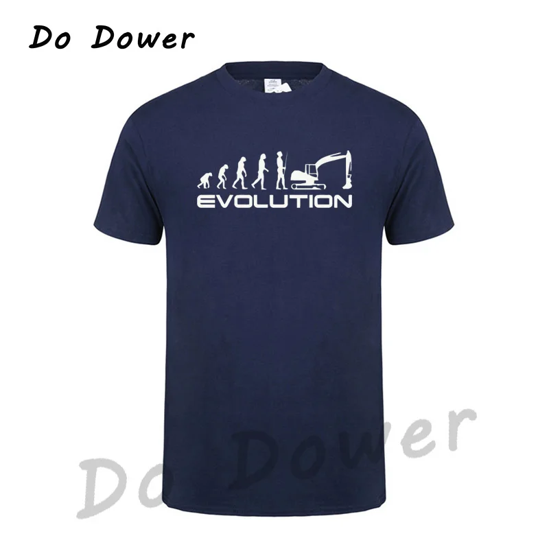Navy Blue Дизайнерская футболка Эволюция футболка Экскаватор строительная машина гусеница строительный работник Хобби Футболка - Цвет: Navy Blue