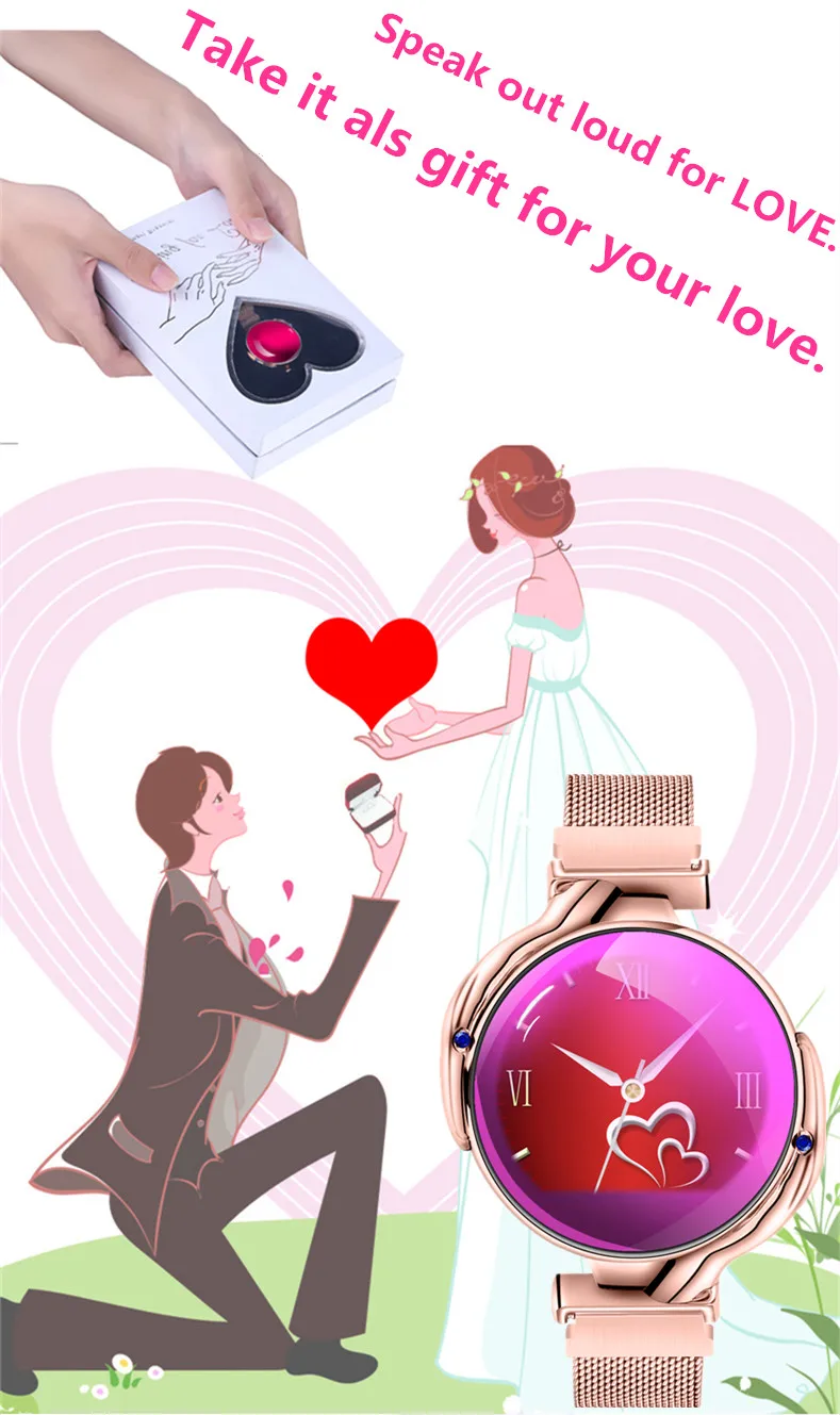 Lastest женские Смарт-часы Роскошный дизайн часы IP67 водонепроницаемый монитор сердечного ритма фитнес-трекер Браслет для любовника подарок