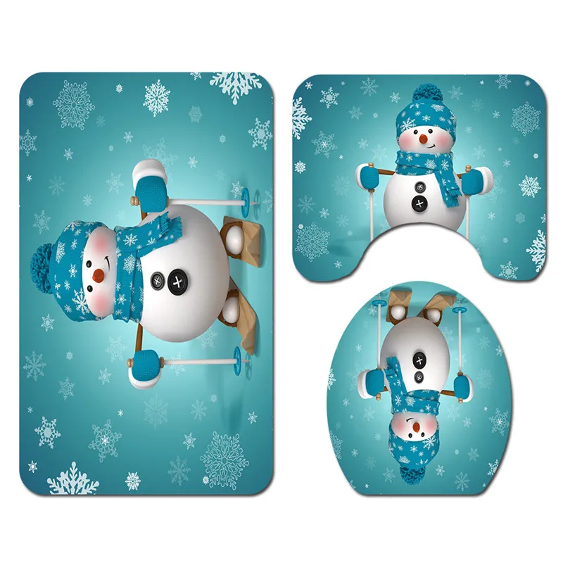 

Свадебный Рождественский мультяшный набор из трех предметов с 3D принтом для ванной комнаты коврик крышка для унитаза набор ковриков для ванной Прямая поставка 07