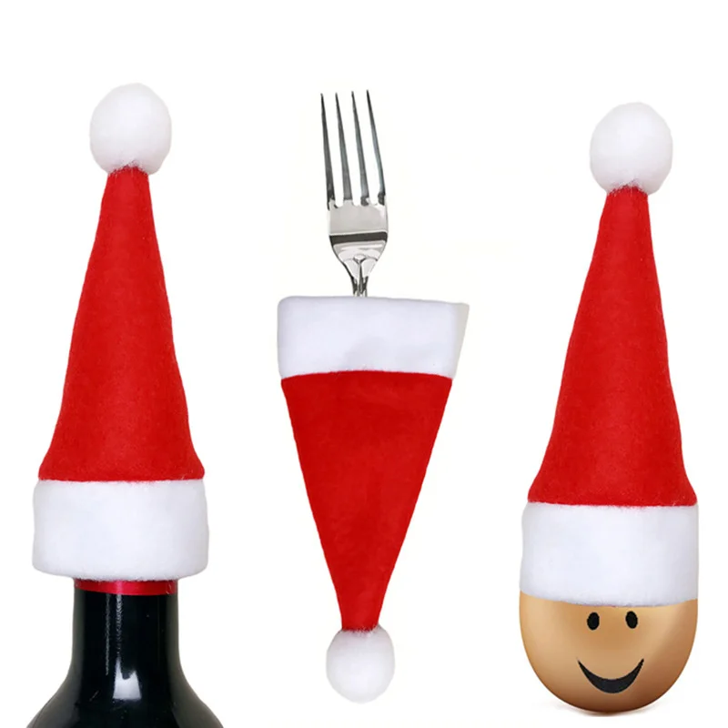 TTLIFE Милая Рождественская шляпа, 10 шт., для хранения столовых приборов,, Рождественское украшение для дома, Noel, столовые приборы, Рождественская шапка, сумка Noel, украшение