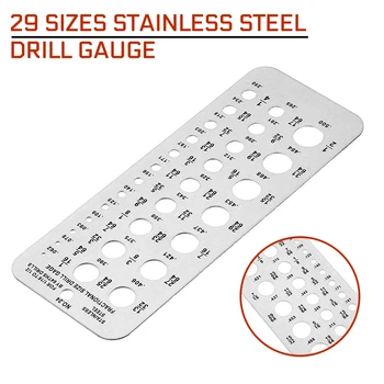 

15.9x6cm Drill Gauge 29 Sizes Index Bolt Wire Diameter Bit Hanging Hole Design Stainless Steel Measuring Gauges Tools