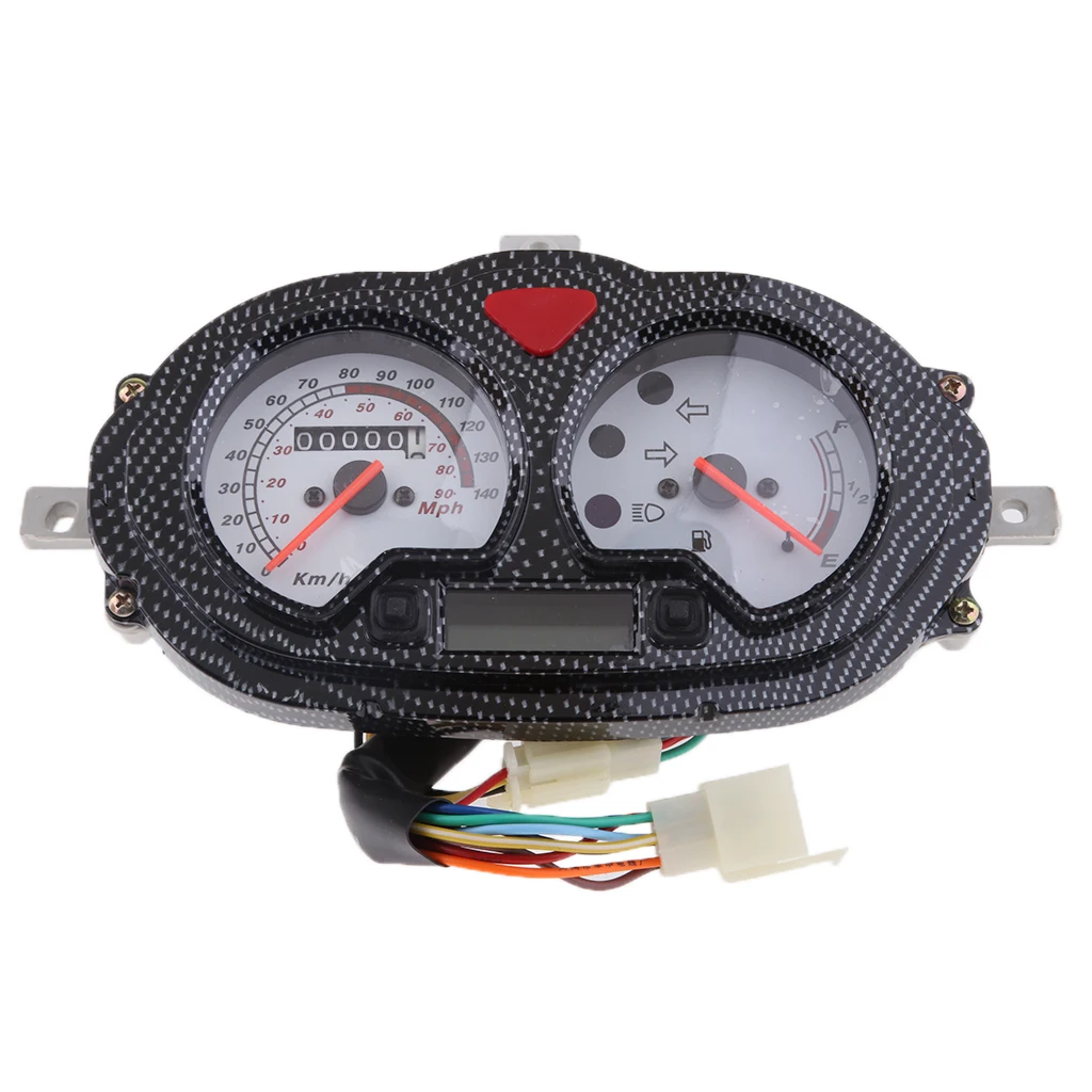 

12V Scooter ATV Speedometer Gas Gauge Battery Level Instrument 7 Pins