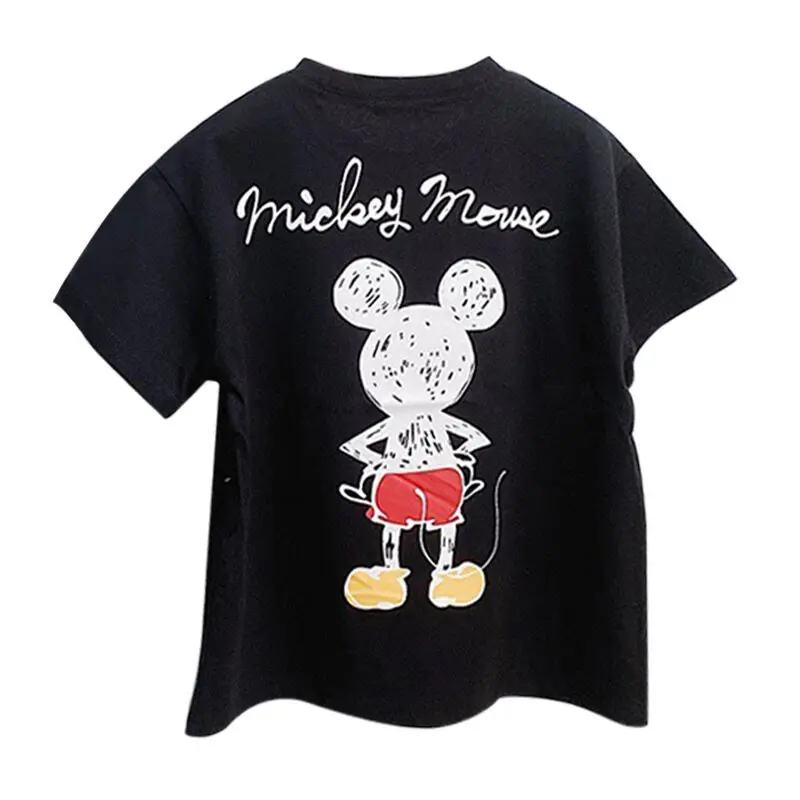 Children T Shirt Girls Tops Mickey Ears American Clothing Round