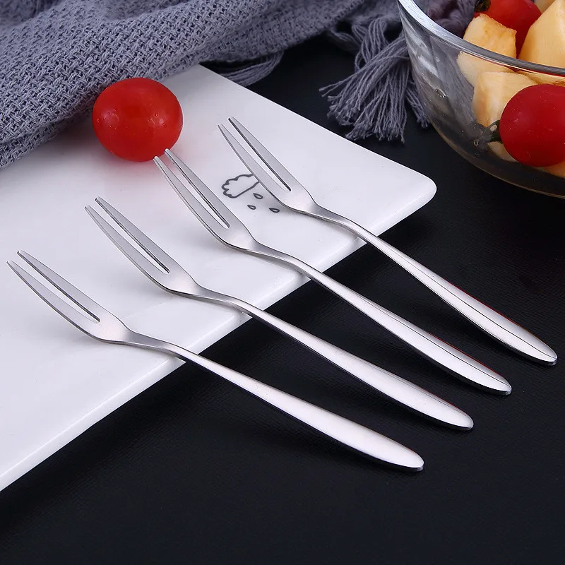Dessert Forks Stainless Steel Two Tooth Forks Set Home Party Gift 6Pcs/Set Cake Forks 