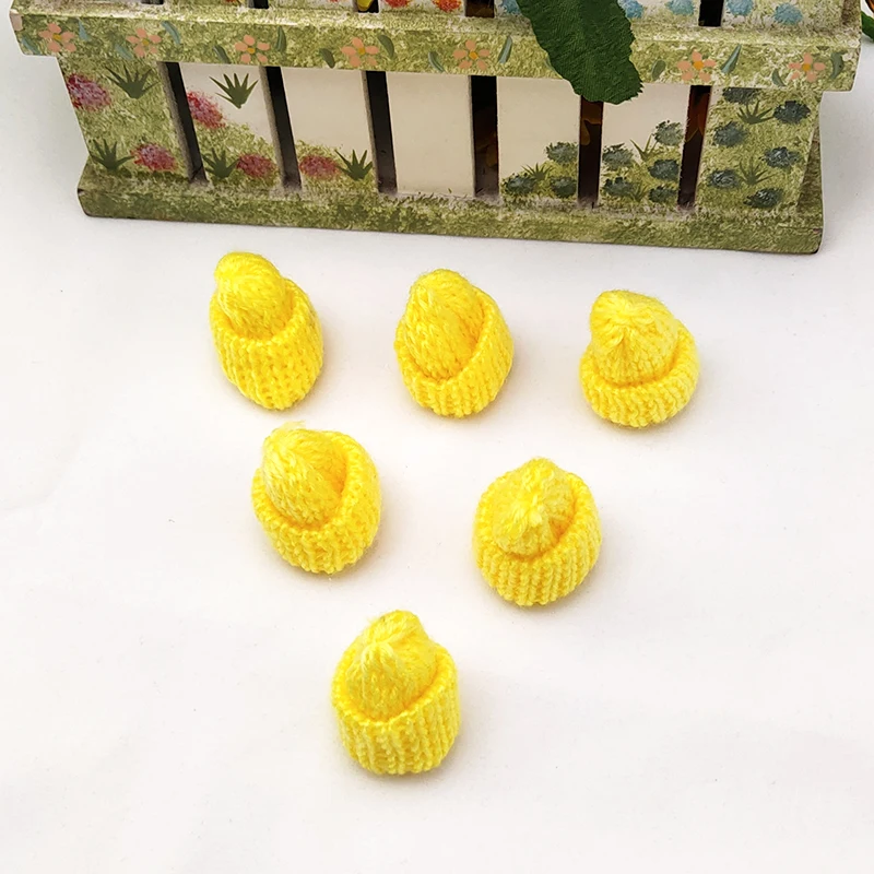 yellow-10pcs 10 шт. мини ручная работа Маленькая вязаная шляпа для DIY куклы чехол для телефона украшение головной убор одежда игрушка ребенок ручной Скрапбукинг искусство - Color: yellow-10pcs