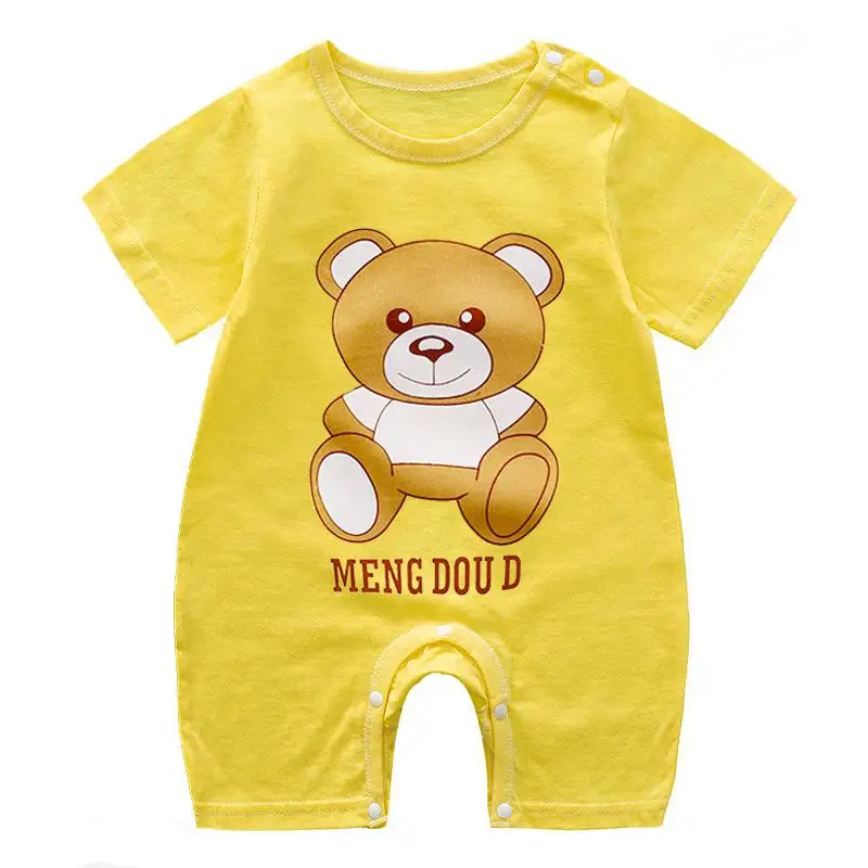 Newborn Baby Unisex Clothes Short Sleeved Cartoon Jumpsuit Infant Baby Summer Cotton Rompers Baby Boys Ha Clothes Girls Costume Baby Bodysuits comfotable Baby Rompers