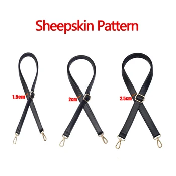 

Sheepskin Black Bag Strap DIY Adjustable Replacement PU Leather Shoulder Bag Straps, Belts for Handbags, Purses (4 Metal Colors)