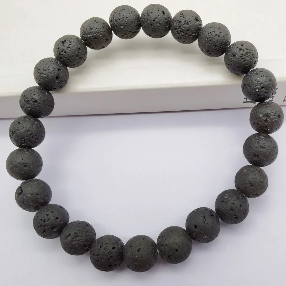 8 мм Howlite/Родонит/Песчаник/Сердолик/кристалл/Лабрадорит/тигровый глаз камень Бусины драгоценный камень браслет стрейч 8 дюймов ювелирные изделия - Окраска металла: Volcanic Stone