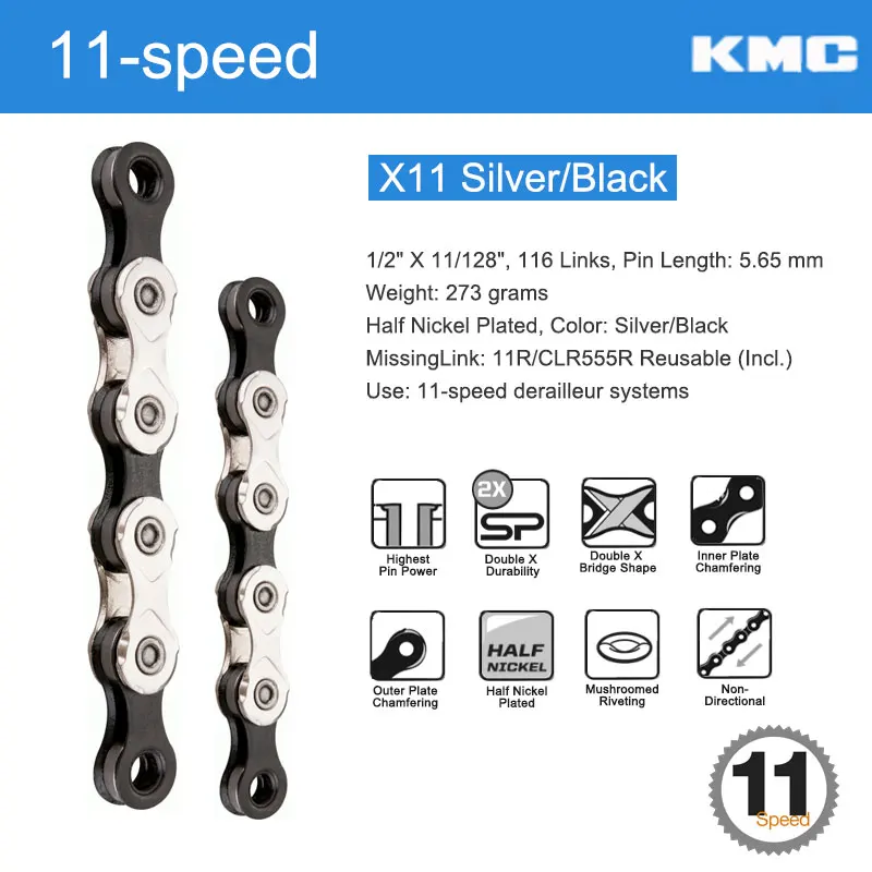 X11 Extra 1Pair Link KMC цикл 9/10/11/12 скорость цепи X-EL X-SL серии W/ MissingLinks двойной X Мост Топ Производительность светильник вес - Цвет: X11 Extra 1Pair Link