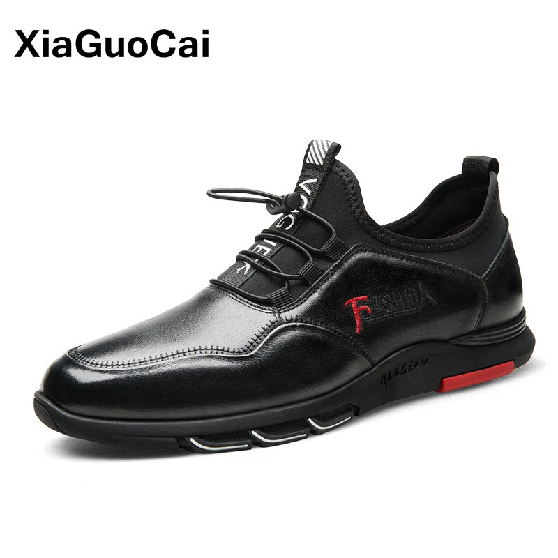 

Men Casual Shoes Genuine Leather Autumn Winter Man Footwear With Fur Elastic Band Comfortable Male Sneakers High Quality Flats