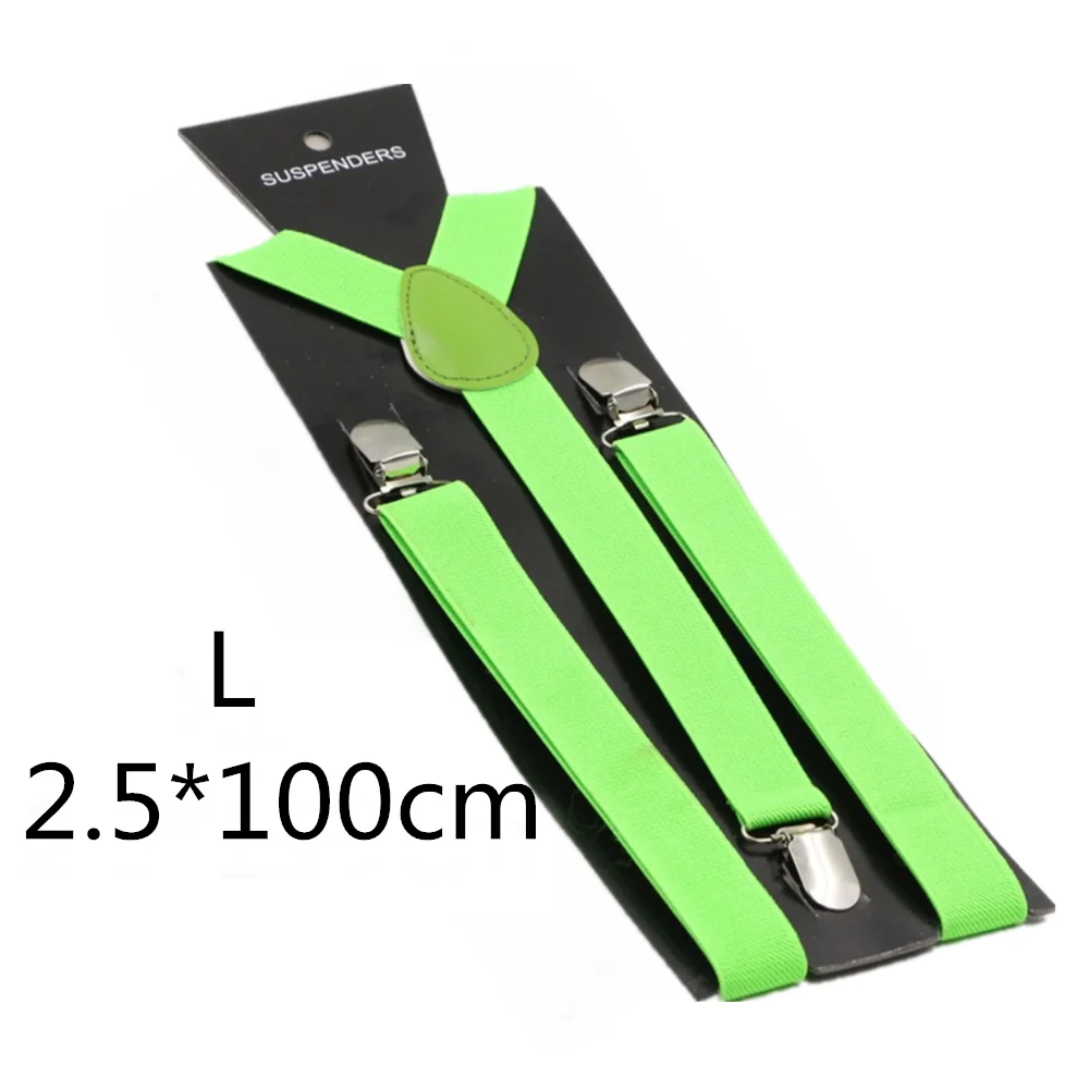 Fluo green-100cm Подтяжки для родителей и детей черного, зеленого, желтого цвета, для мужчин, женщин, мальчиков и девочек, эластичные регулируемые Детские подтяжки, аксессуары унисекс - Цвет: Fluo green-100cm