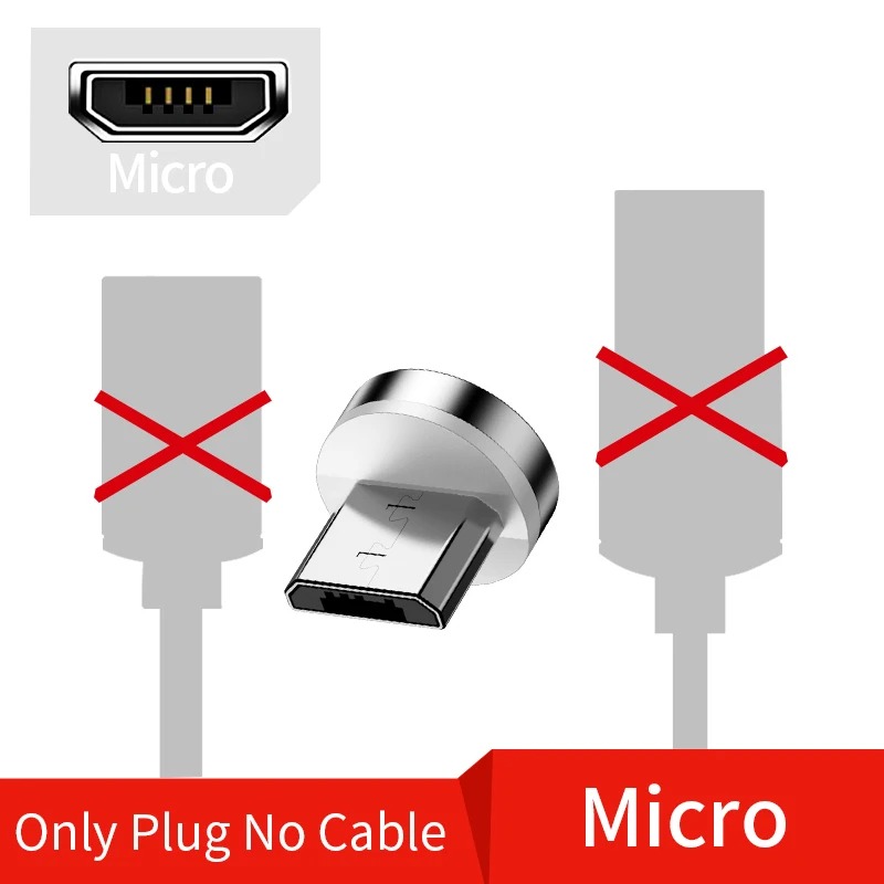 2 м Магнитный кабель Micro usb type C адаптер зарядное устройство Быстрая зарядка для iPhone11 Pro XS Max Xiaomi зарядка магнит Android телефон шнур - Цвет: Only Plug For Micro